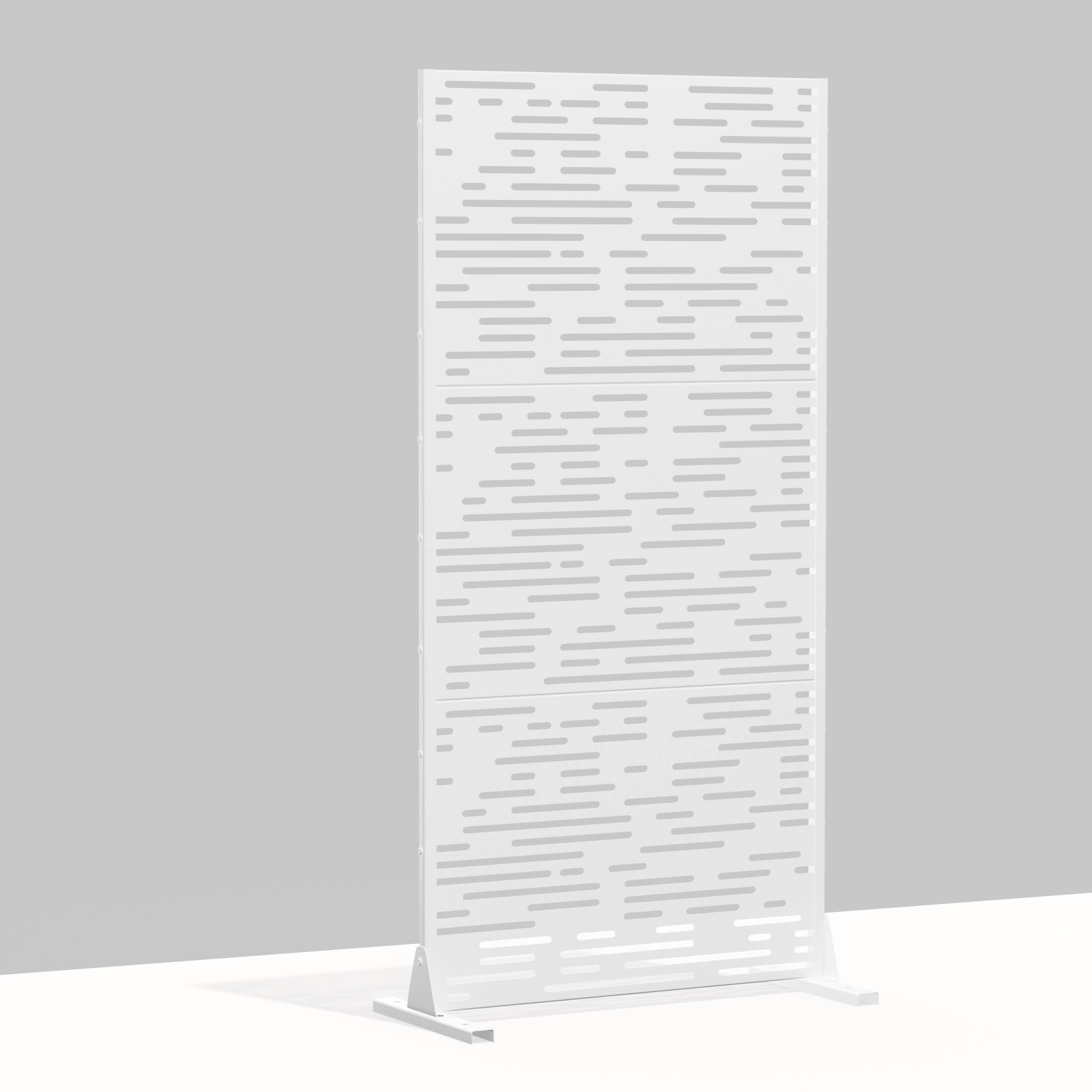 Angle. PexFix - 72 in. x 35 in. Godfrey Pattern Metal Outdoor Privacy Screen & Panels, Freestanding Garden Divider Fence - White.