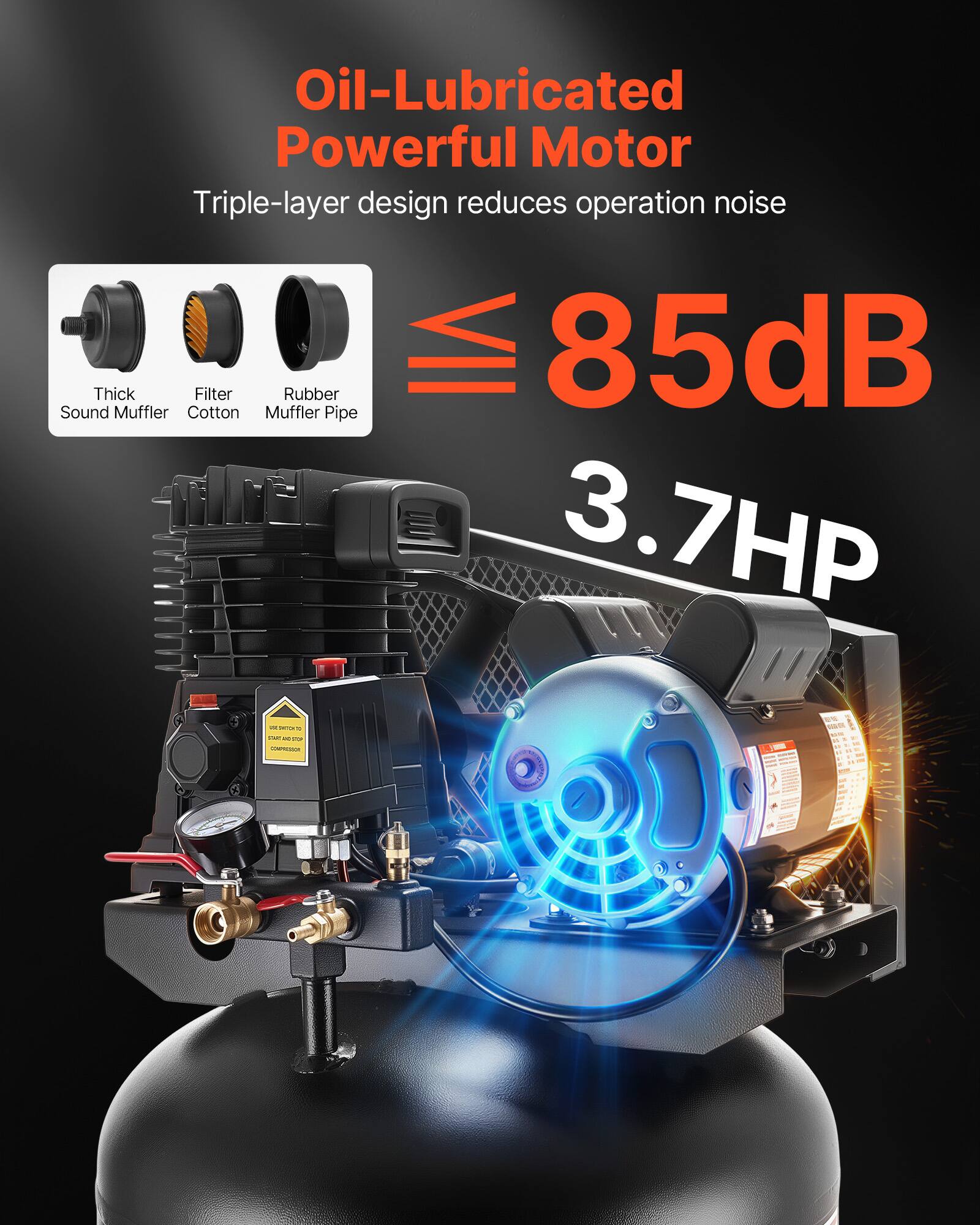 Oil-Lubricated Powerful Motor  
Triple-layer design reduces operation noise  
85dB  
3.7HP  
AMITOR C STA/BA 100ml  
HOTO COMPRESSOR