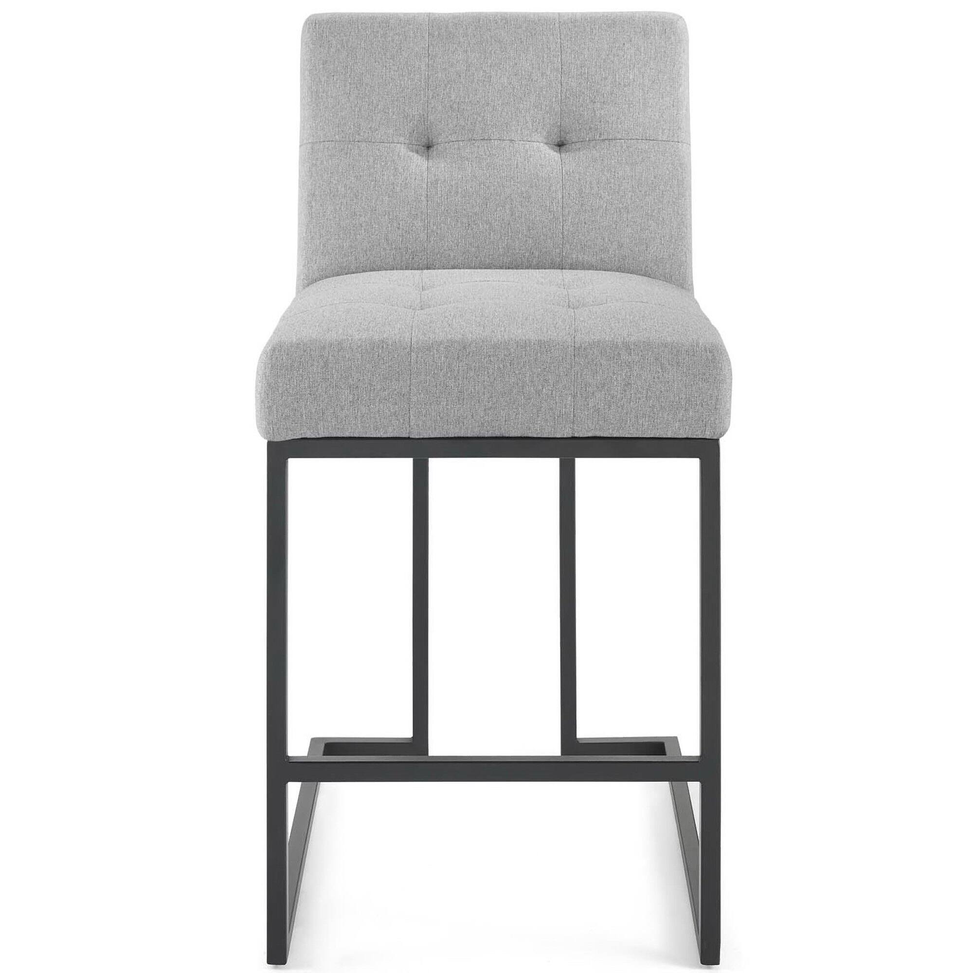 Back. Modway - Privy Black Stainless Steel Upholstered Fabric Counter Stool by Modway - Gray.