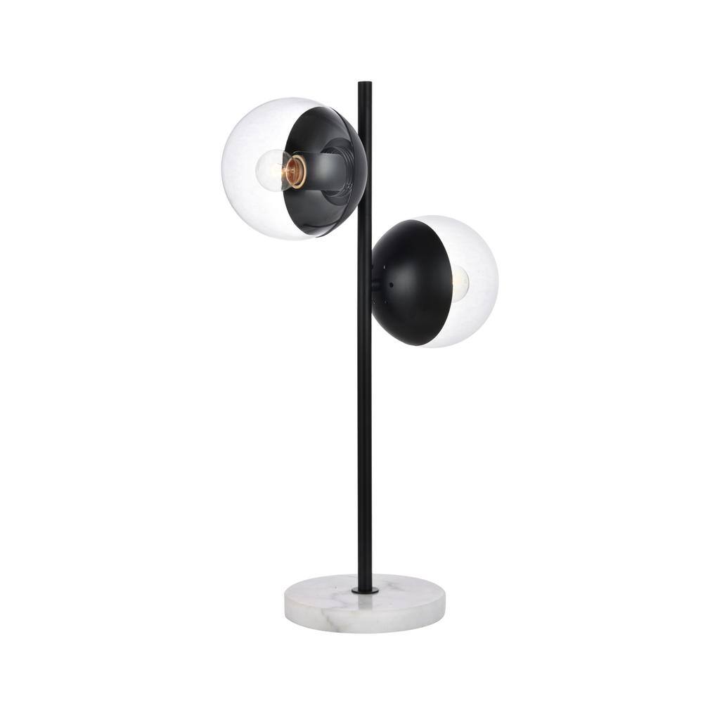 Alt View 1. Living District - Eclipse 2 Lights Black Table Lamp With Clear Glass - Black And Clear.