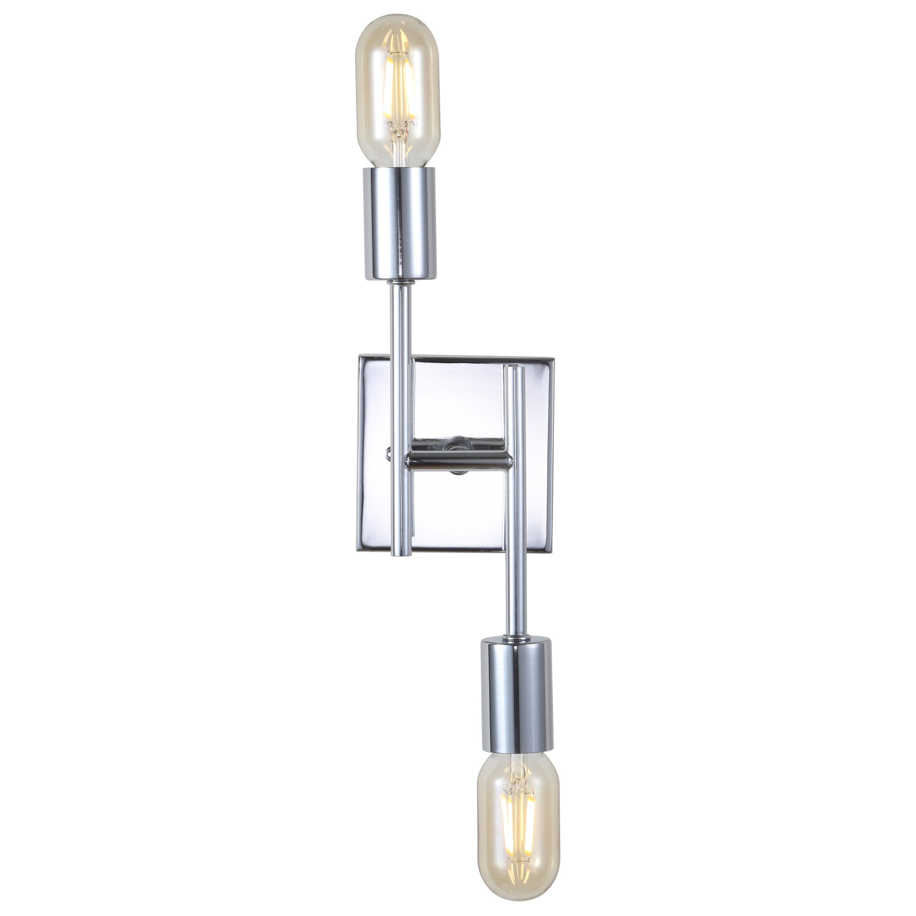 Alt View 7. Jonathan Y - Turing 18.7" 2-Light Metal LED Wall Sconce, Chrome - Chrome.