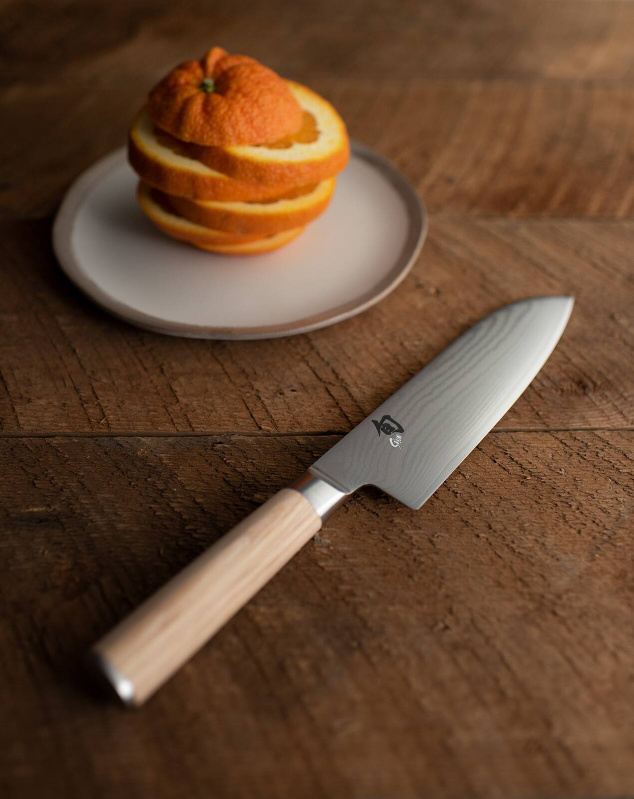 Alt View 2. Shun - Classic Blonde Santoku Knife, 7 Inch - Tan.