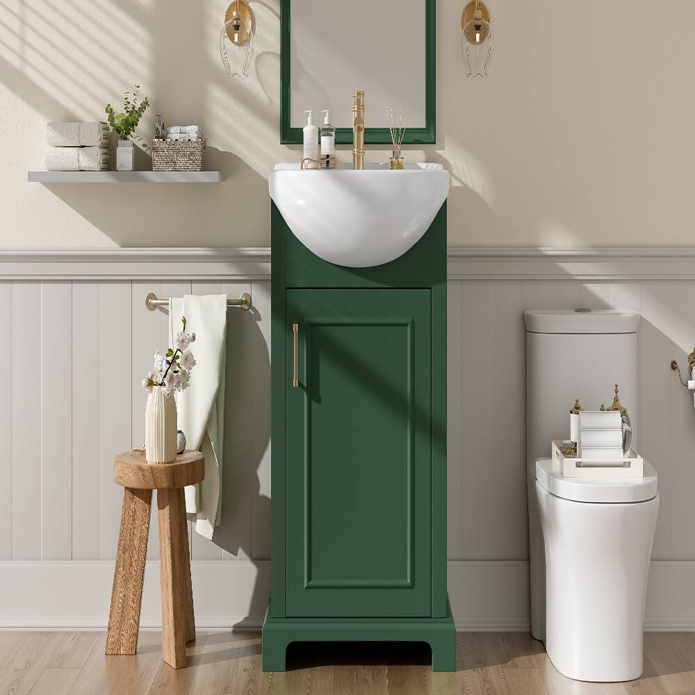 Alt View 9. Loheer - Loheer 20 inch bathroom vanity with ceramic sink, freestanding single vanity set, green - Green.
