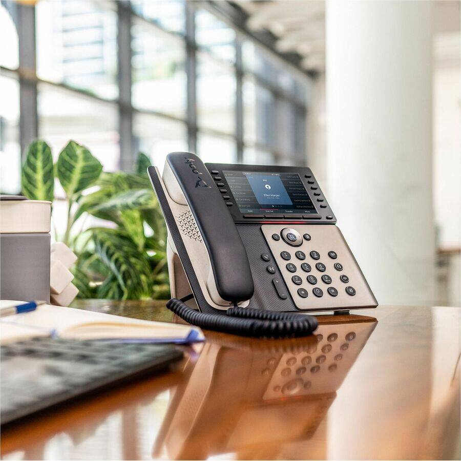 Alt View 3. HP - Poly Edge E500 IP Phone - Corded - Corded - 3 Multiple Conferencing - Desktop, Wall Mountable - White, Midnight Blue - White,Midnight Blue.