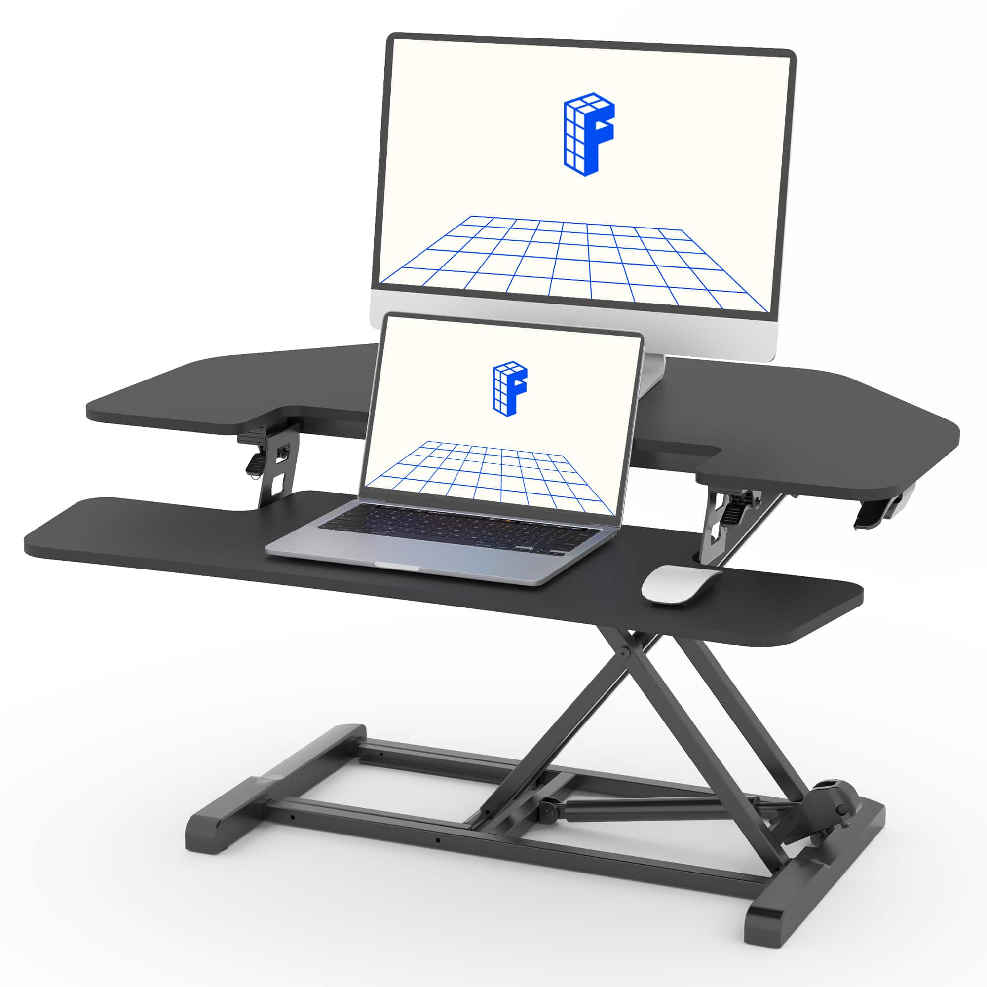 FlexiSpot - M7 Series 36"W Manual Corner Adjustable Standing Desk Converter - Black