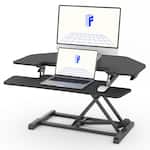 FlexiSpot - M7 Series 36"W Manual Corner Adjustable Standing Desk Converter - Black