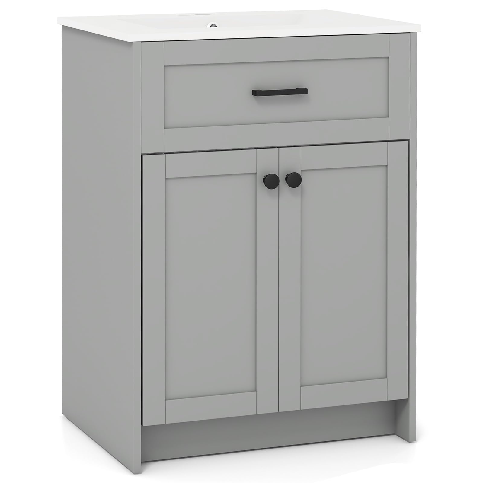 Ecooso - Bathroom Vanity Unit with Basin and 2 Doors - Gray