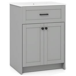 Ecooso - Bathroom Vanity Cabinet with Basin and 2 Doors for Compact Spaces - Gray
