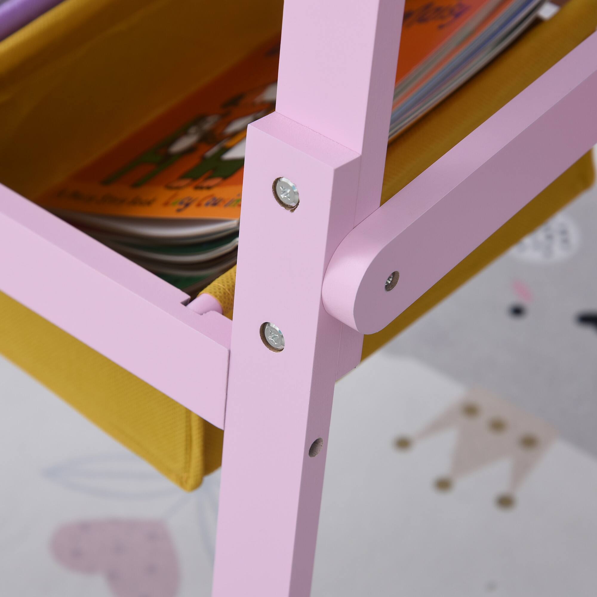 Alt View 4. Qaba - 3 In 1 Kids Wooden Art Easel with Paper Roll, Double-Sided Chalkboard & Whiteboard, Storage Baskets, Gift.