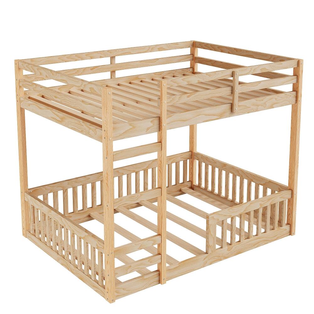 Alt View 7. Loheer - Loheer Full Over Full Bunk Bed Wood Natural Finish with Ladder Guardrails - Natural.