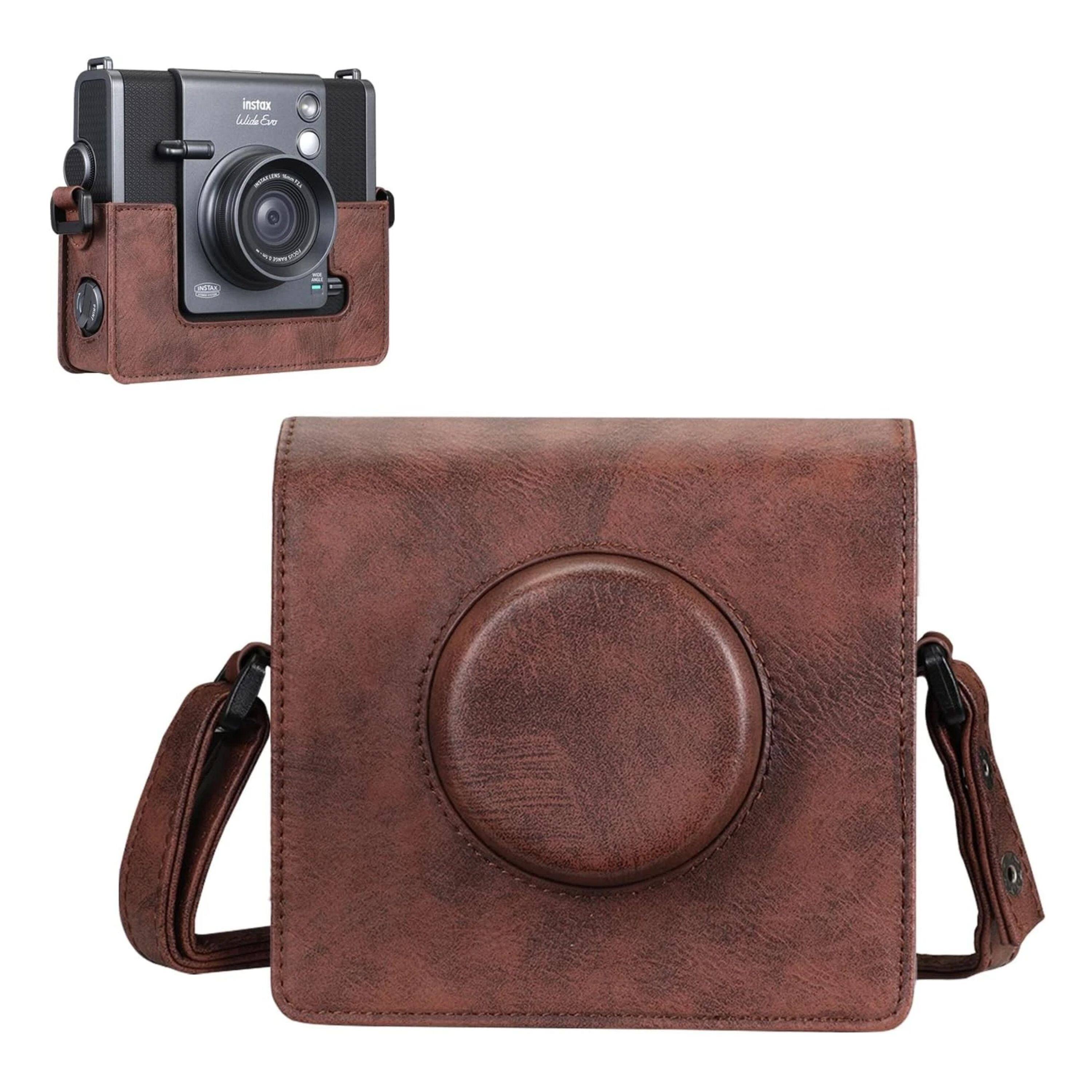 Alt View 2. Kitcheniva - Vegan Leather Bag Protective Camera Case For Fujifilm Instax Wide EVO Vintage Brown - Vintage Brown.