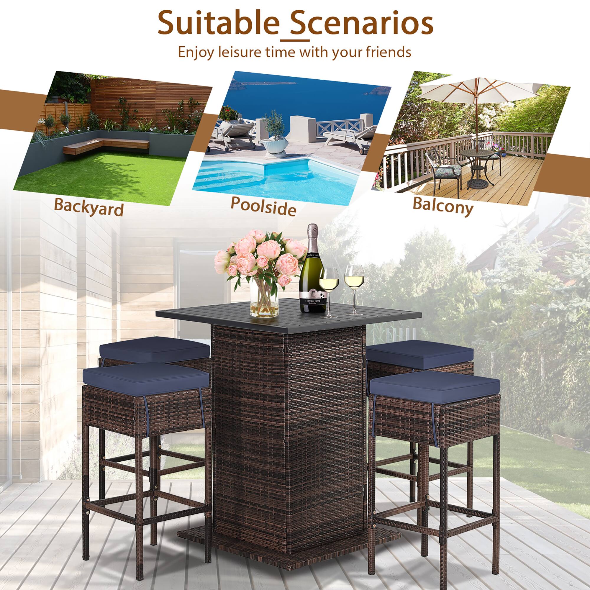Suitable Scenarios  
Enjoy leisure time with your friends  

Backyard  
Poolside  
Balcony