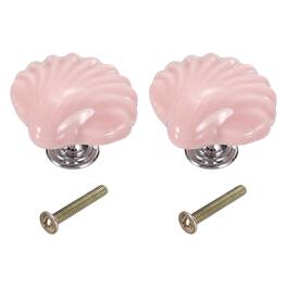 Unique Bargains - 2pcs Shell Ceramic Cabinet Knobs, Decorative Drawer Pulls w/ Screws for Cupboards - Light Pink