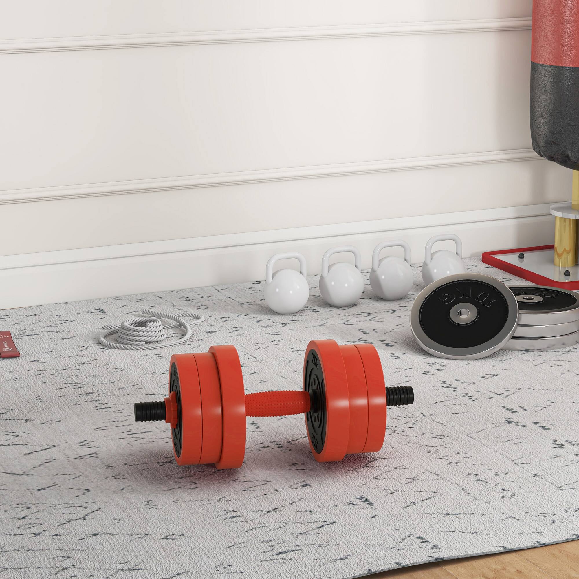 Alt View 7. Soozier - Adjustable Dumbbell Sets, 4 in1 Weights Dumbbells Set Used as Barbell, Kettlebells, Push up Stand - Red.