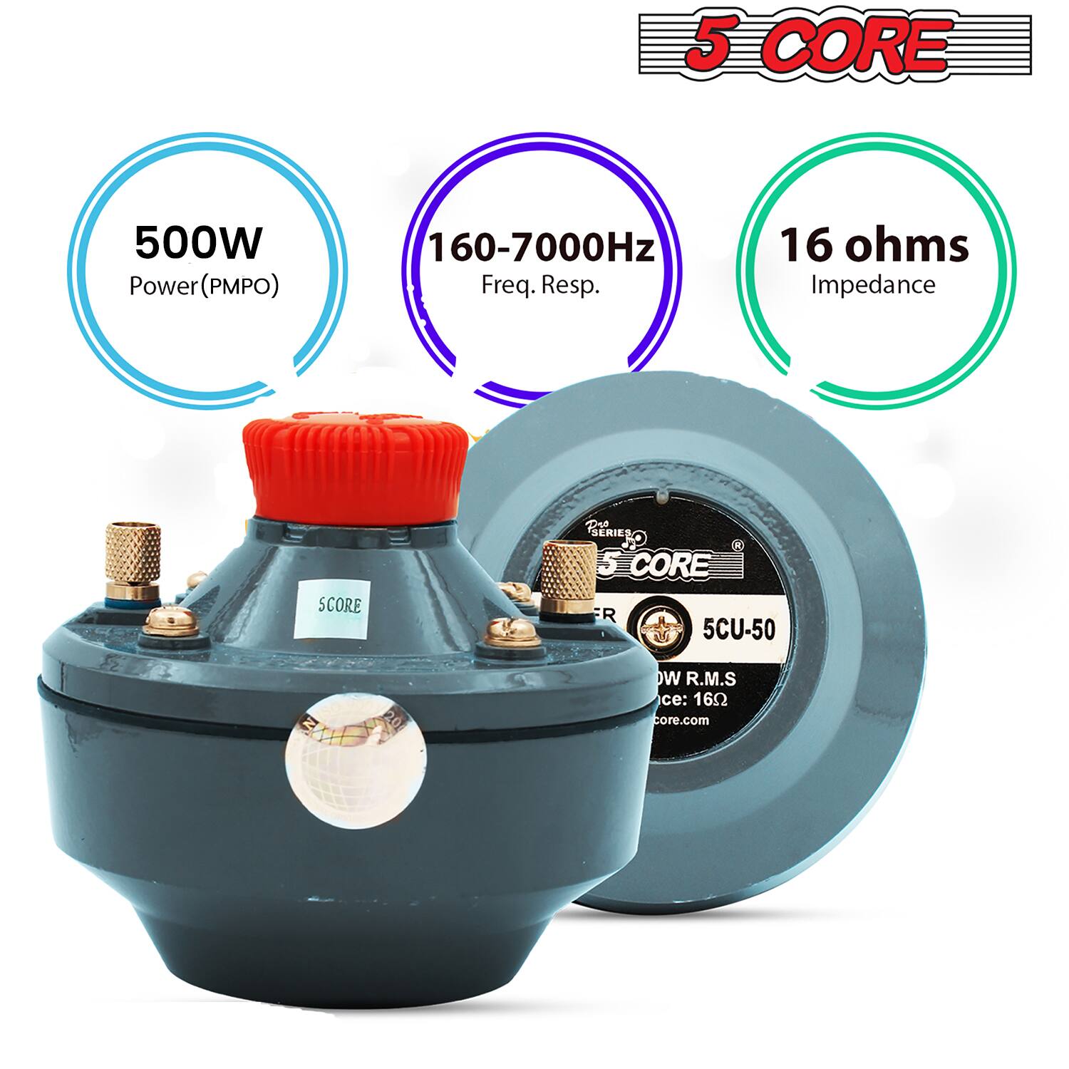 5 CORE  
500W Power (PMPO)  
160-7000Hz Freq. Resp.  
16 ohms Impedance  
SCORE 50-8  
BERIES C  
5 CORE FR  
5CU-50  
R.M.S  
ce: 16Ω  
core.com