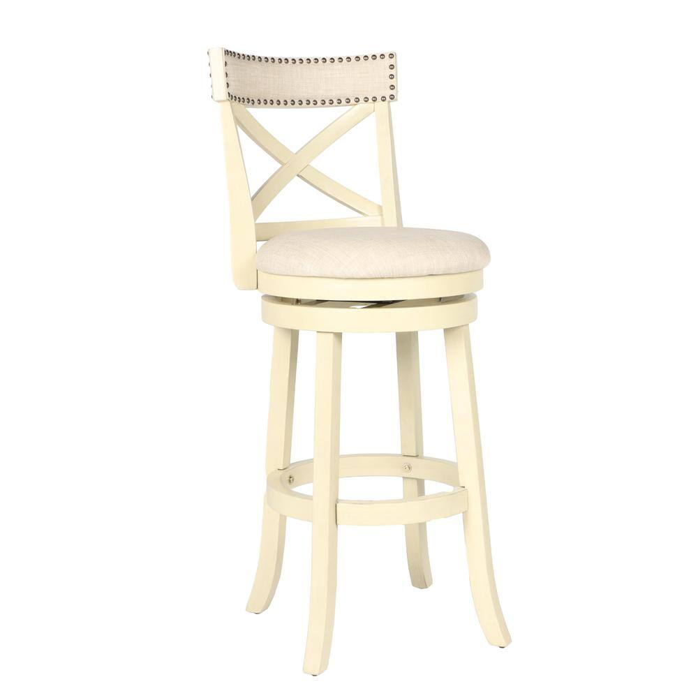 Left. New Classic Furniture - York White Solid Wood Swivel Bar Stool (Set of 2) - White.