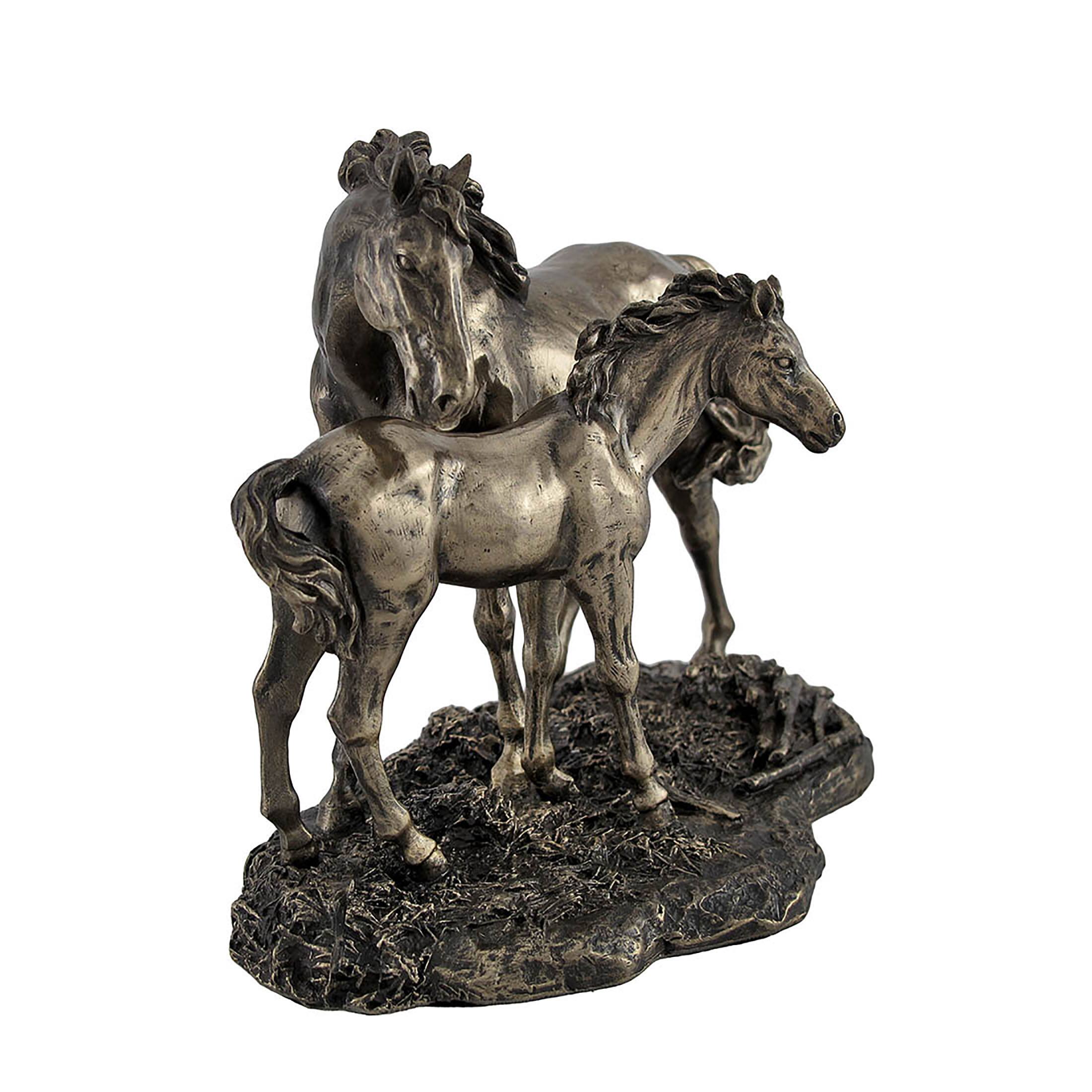 Alt View 2. Veronese Design - Mare and Foal Wild Horses Bronzed Statue - Bronze.