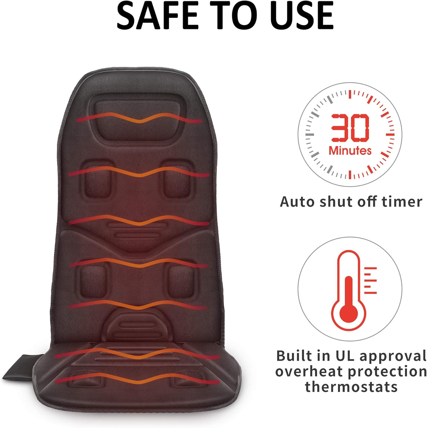 SAFE TO USE

- 30 Minutes Auto shut off timer
- Built in UL approval overhear protection thermostats