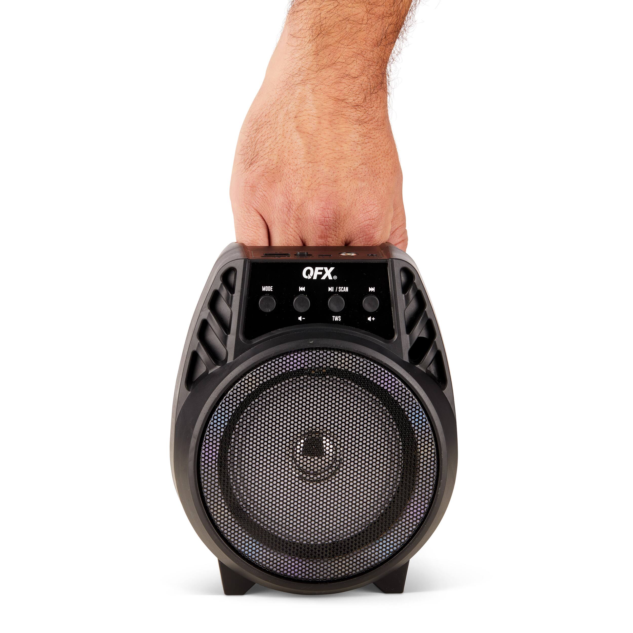 Alt View 13. QFX - Portable Bluetooth Rechargeable Speaker with LED Party Lights - Black.