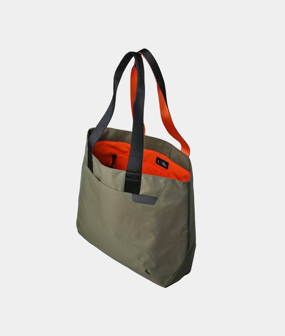 Front. ALPAKA - Elements Tote Bag 14.5L Weatherproof Foldable Travel Tote with Magnetic Closure - Green Axoflux 210D.