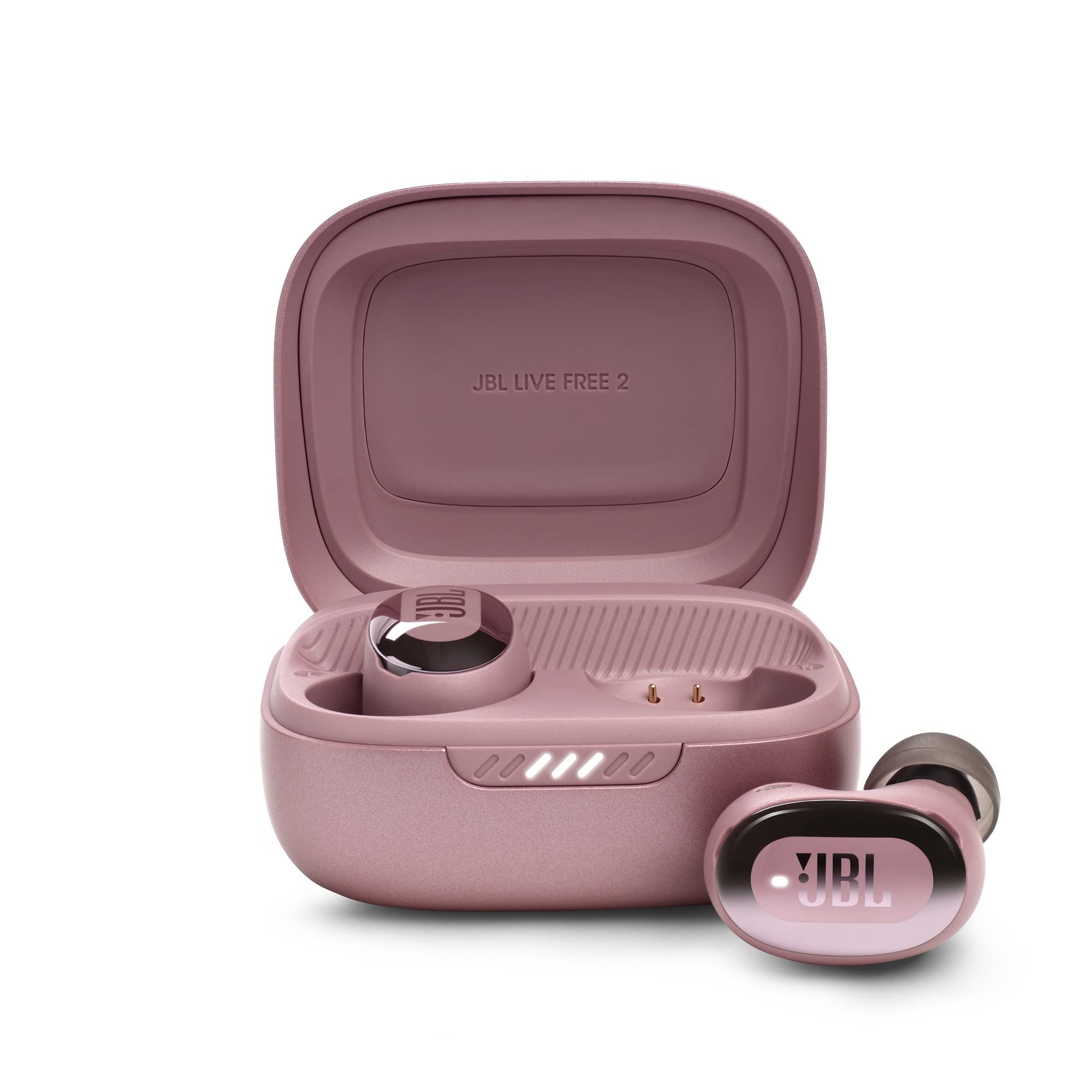 JBL - Live Free 2 - True Wireless Noise Cancelling Earbuds, Up to 35hrs of Playtime, (Rose) - Pink