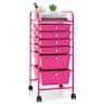 Costway - 6 Drawer Rolling Storage Cart Scrapbook Paper Office Organizer - Hot Pink