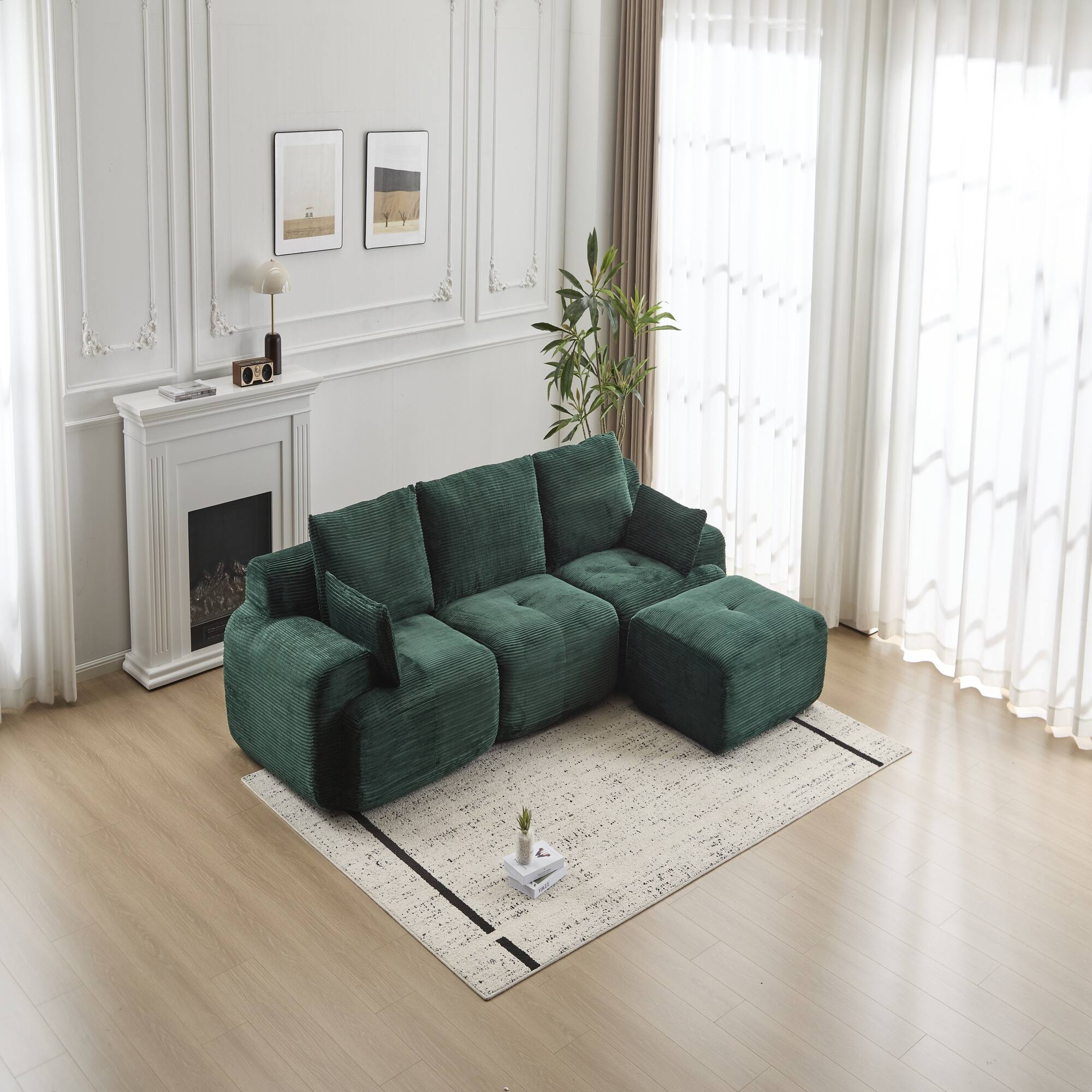 Alt View 6. Boyel Living - Modular Memory Foam Floor Sectional Sofa Bed - Green.