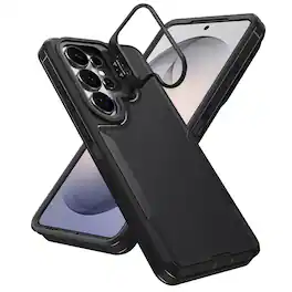 Dteck - For Samsung Galaxy S26 Ultra Rugged Case, Heavy Duty Dual Layer Shockproof Lens Kickstand Drop Protection Cover - Black