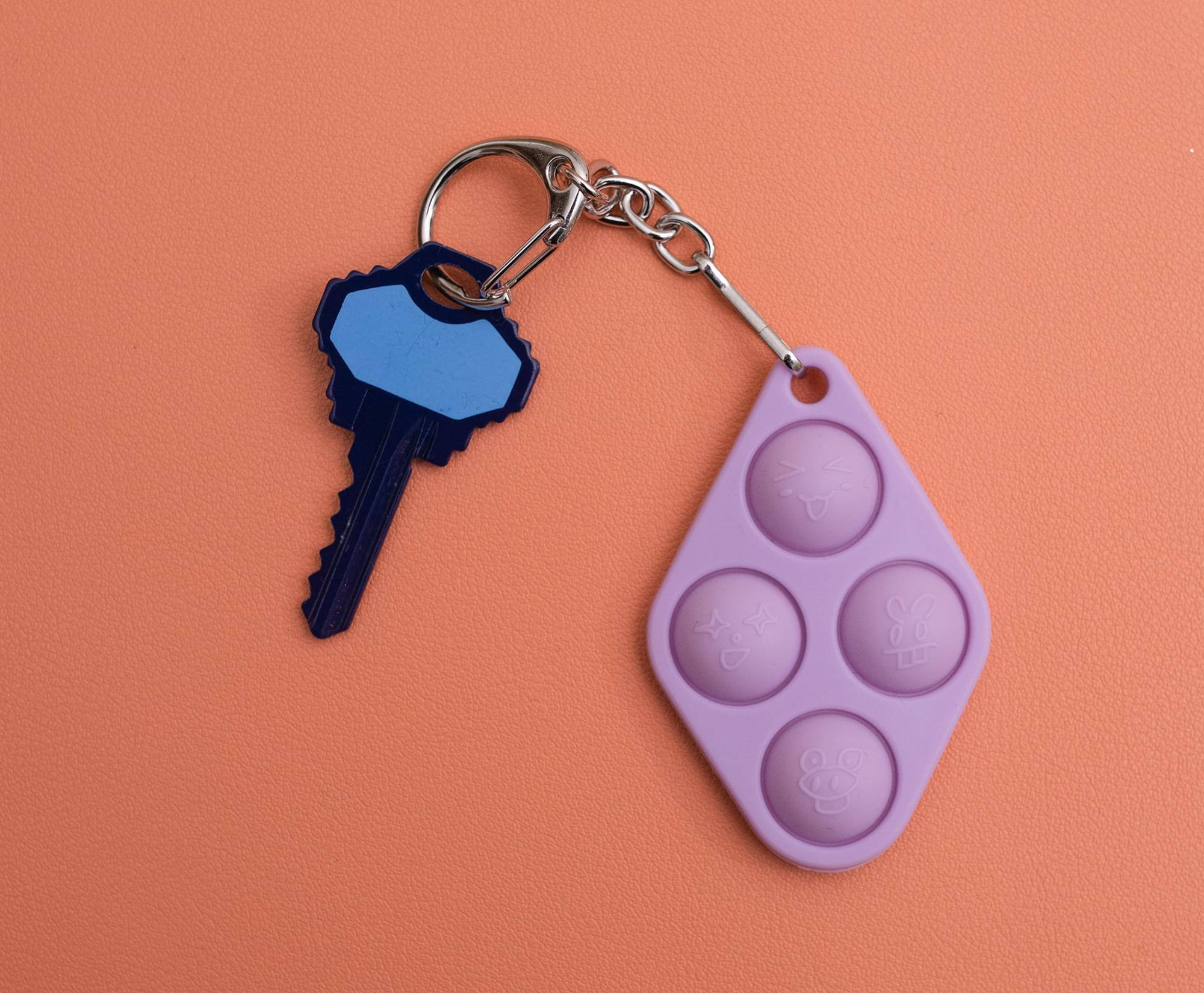 Alt View 4. Toynk - Pop Fidget Toy Purple 4-Button Silicone Keychain Accessory - Purple.