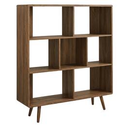 FurniFact - Wood Grain Bookcase with 7 Shelves for Living Room Storage - Brown