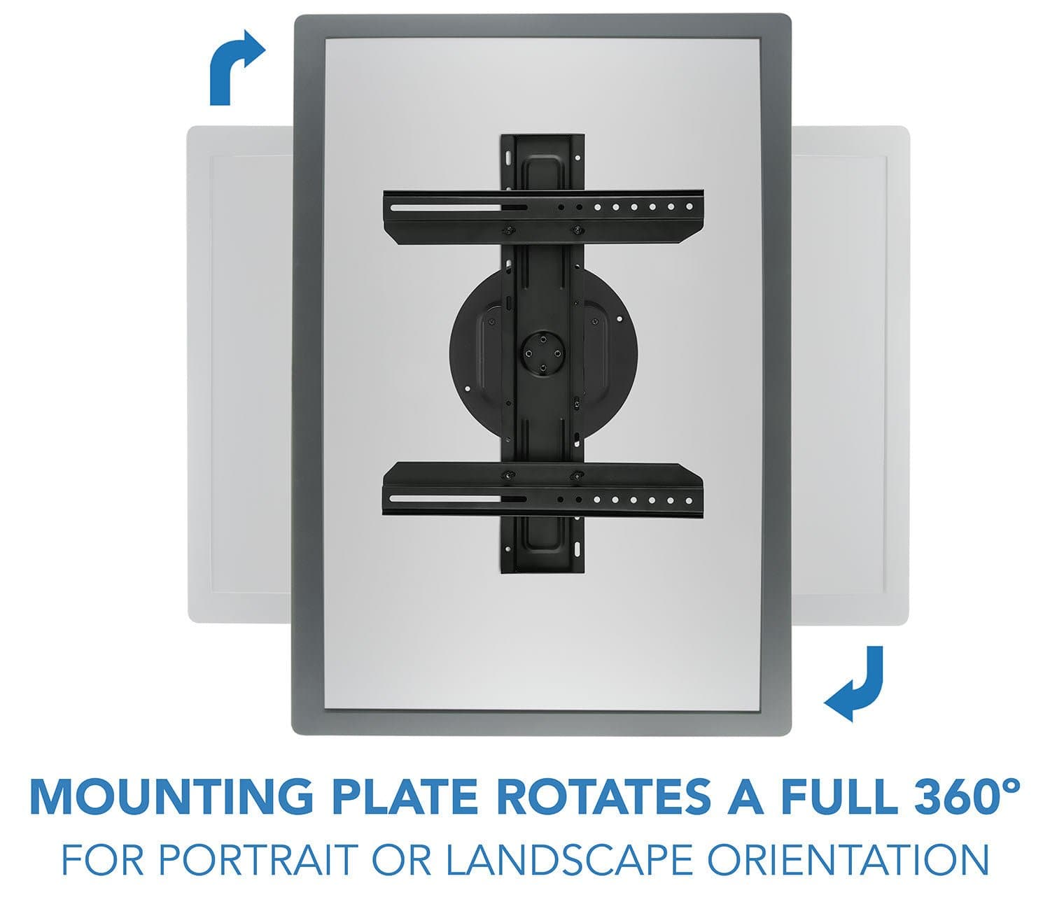 MOUNTING PLATE ROTATES A FULL 360° FOR PORTRAIT OR LANDSCAPE ORIENTATION