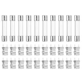 Unique Bargains - Glass Tube Fuses, 6x30mm 3.15A 250V Quick Fast Blow Glass Cartridge Tube Fuse with 20pcs Safety Clip 10pcs
