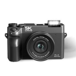 Cluzine - 5K Digital Camera, 75MP Mirrorless-Style Camera with Pop-Up Flash & WiFi