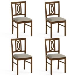 Gymax - Dining Chairs Set of 4 w/Hollowed Backrest & Padded Seat for Living Room Kitchen - Brown