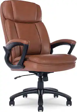 Serta - Fairbanks Bonded Leather Big and Tall Executive Office Chair - Cognac