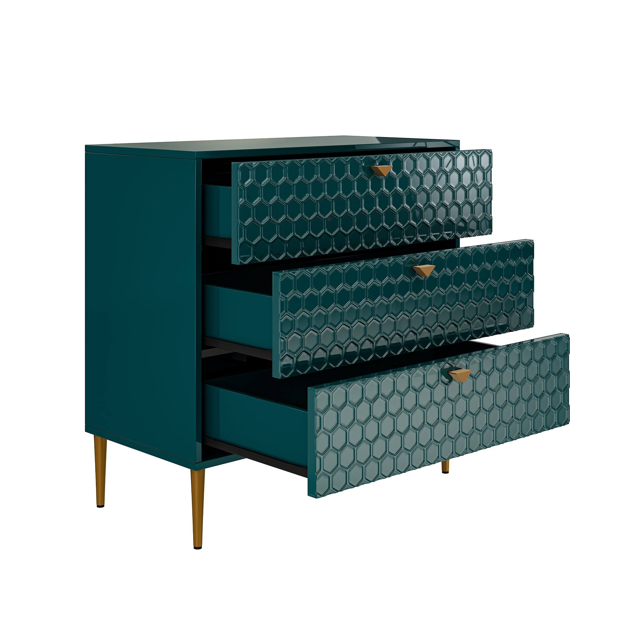 Alt View 8. Boyel Living - Green Accent Storage Cabinet with 3-Drawer Chest - Green.