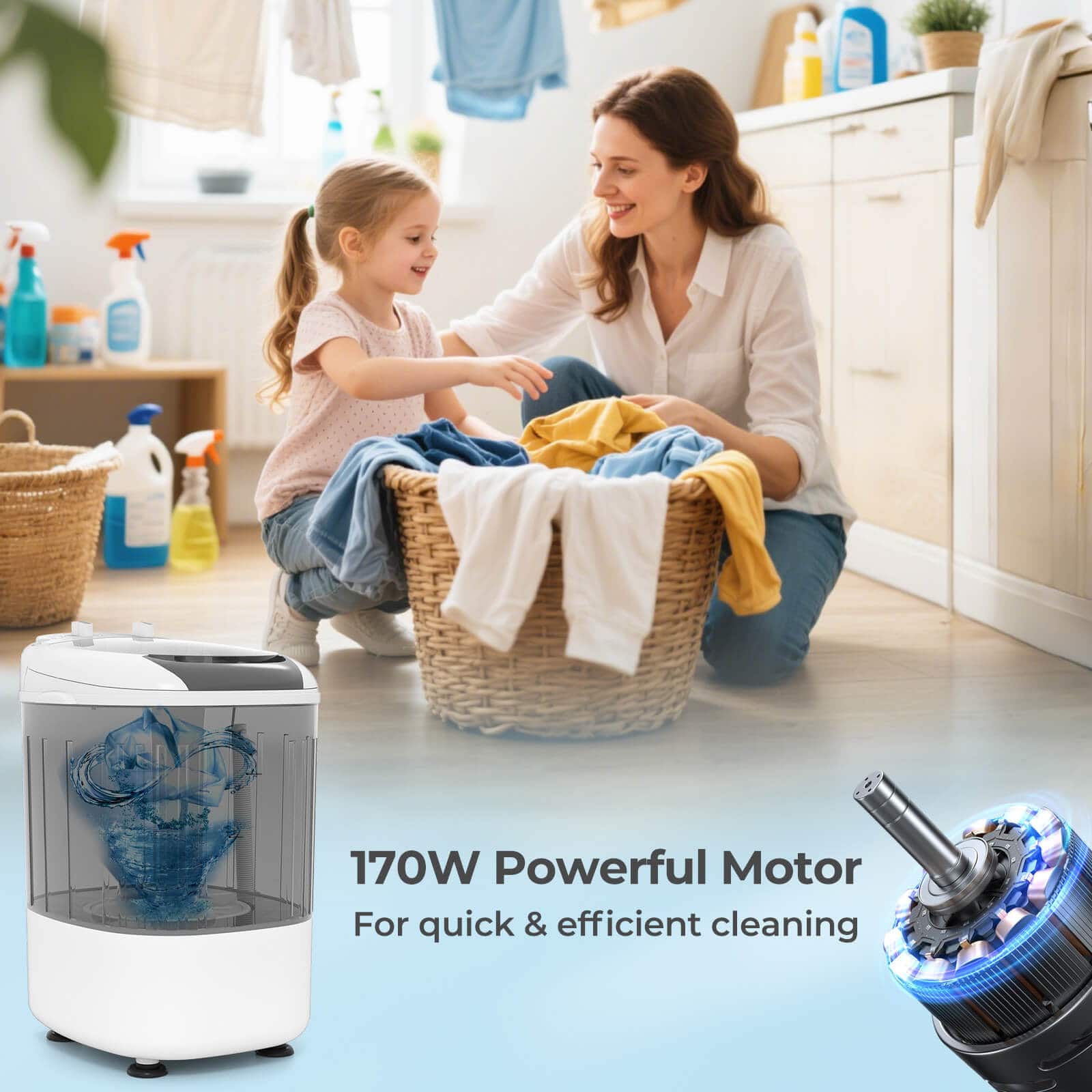 170W Powerful Motor For quick & efficient cleaning