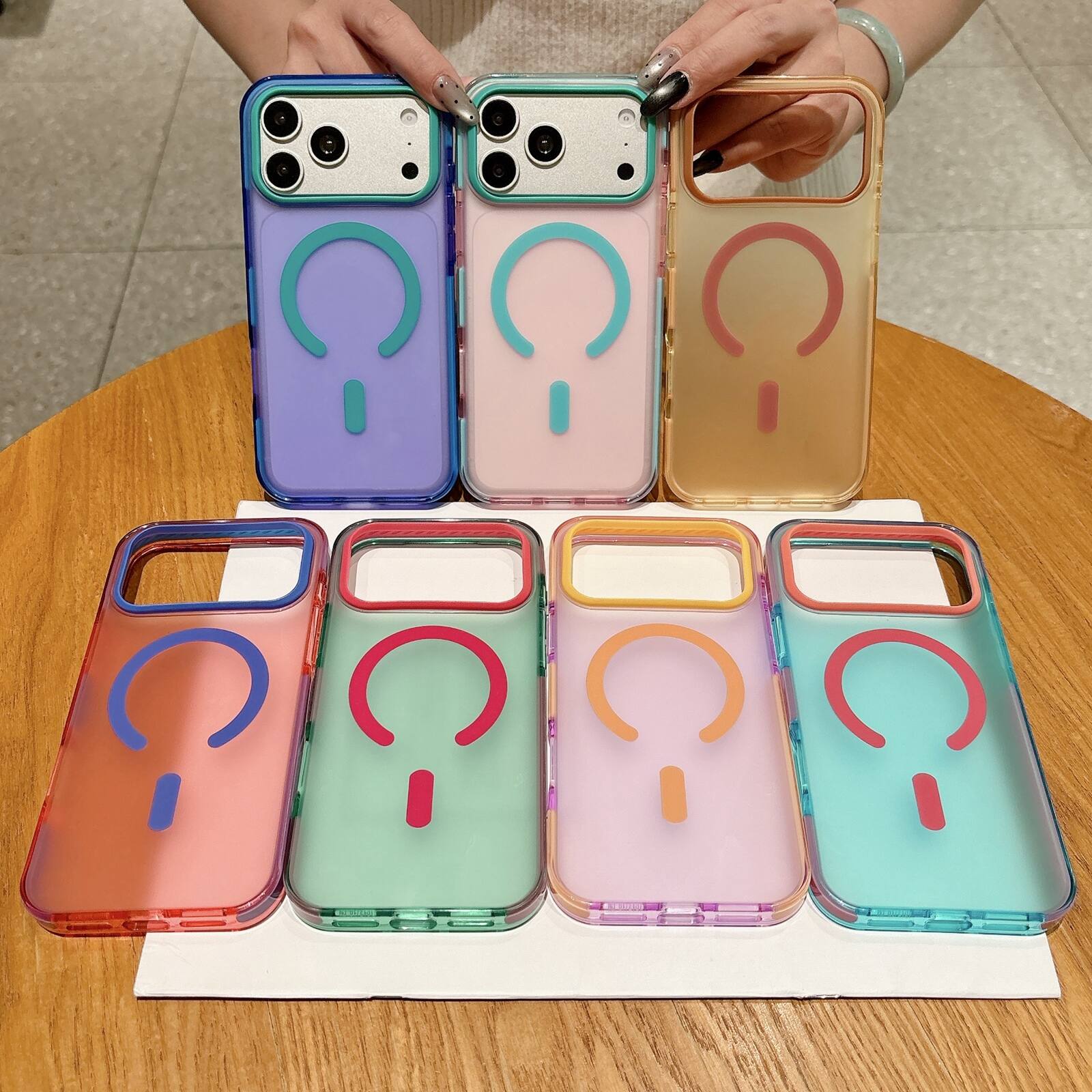 Alt View 2. Dteck - Magnetic Case for Apple iPhone 18 Pro, Translucent Color Blocking Design with Shockproof Drop Protection Hard Cover - Darkpurple.
