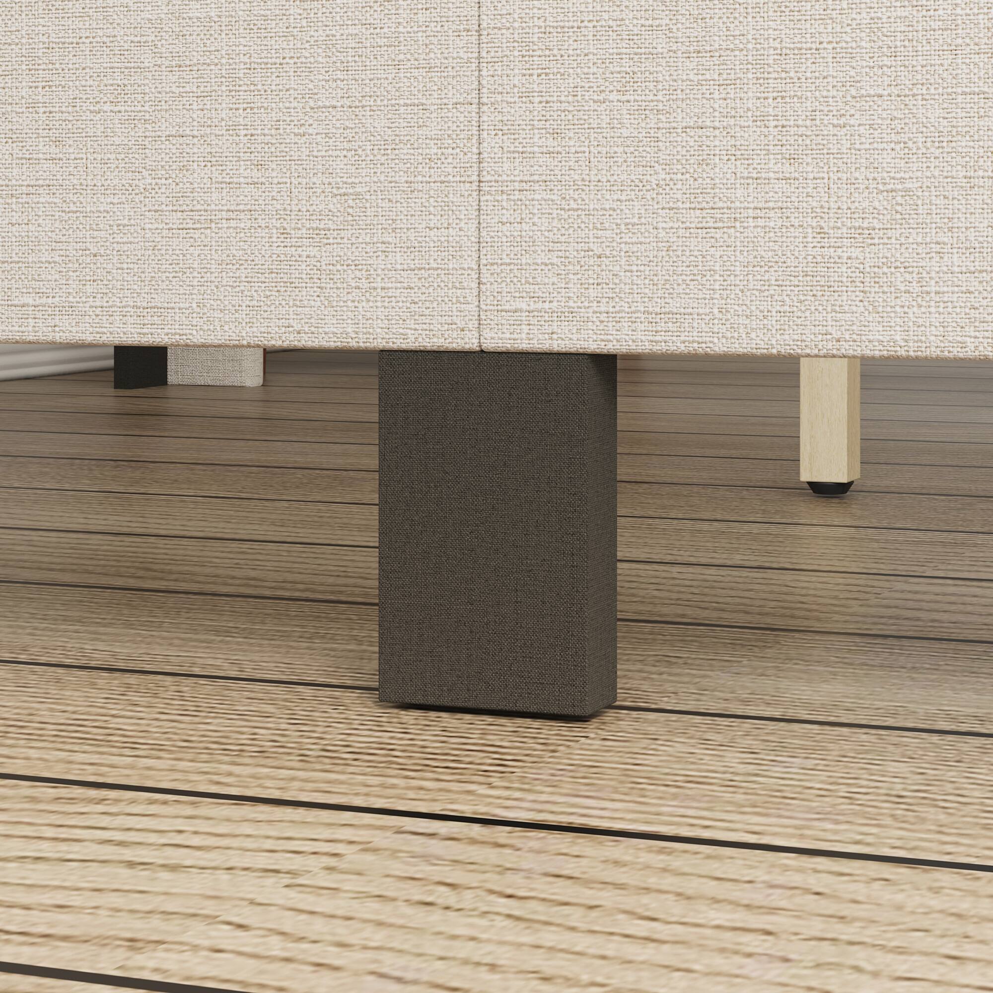 Alt View 8. Famapy - Famapy Upholstered Bed Frame: Plush Linen Headboard & Reinforced 10 - Slat Support - Off-White.