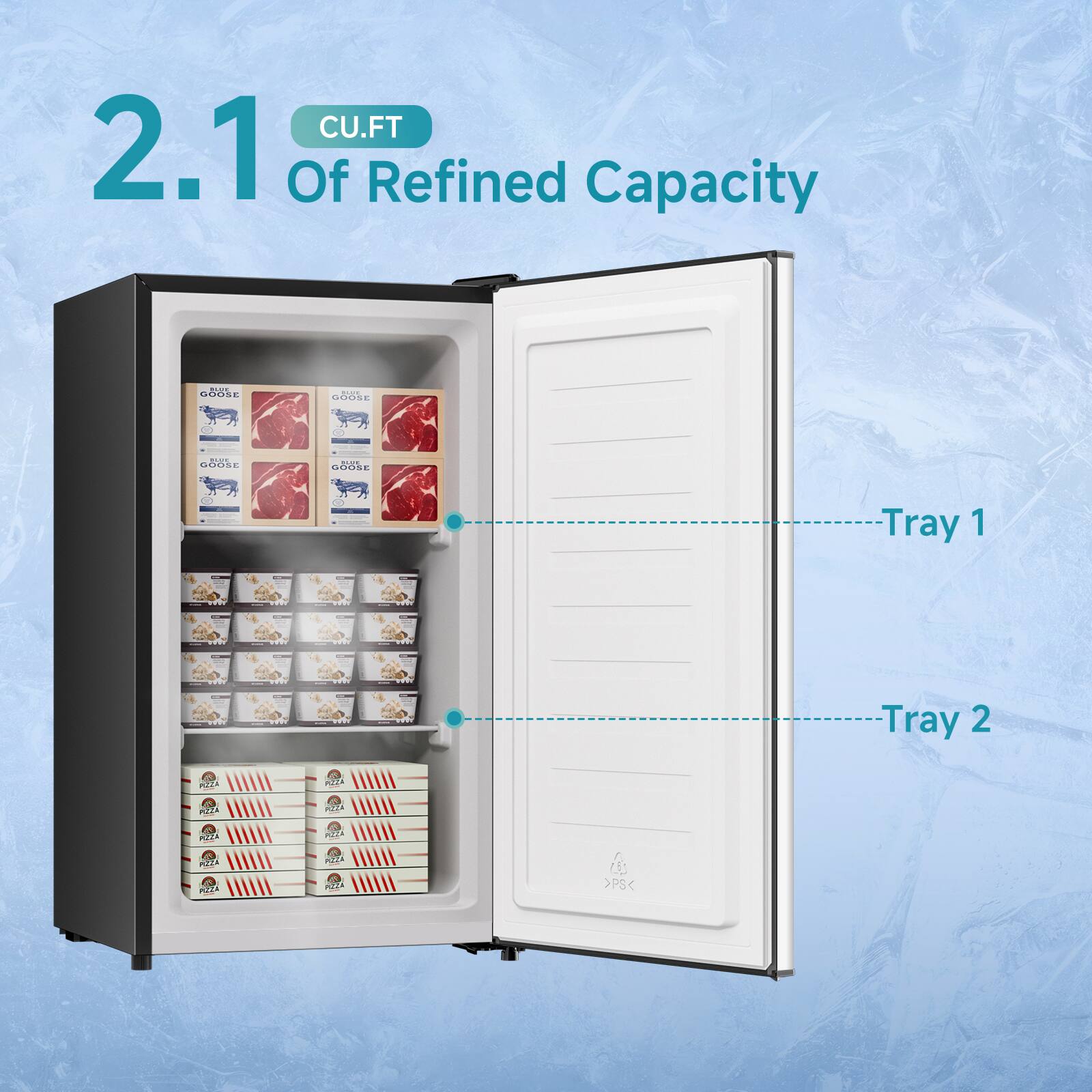 2.1 CU.FT Of Refined Capacity

Tray 1

Tray 2