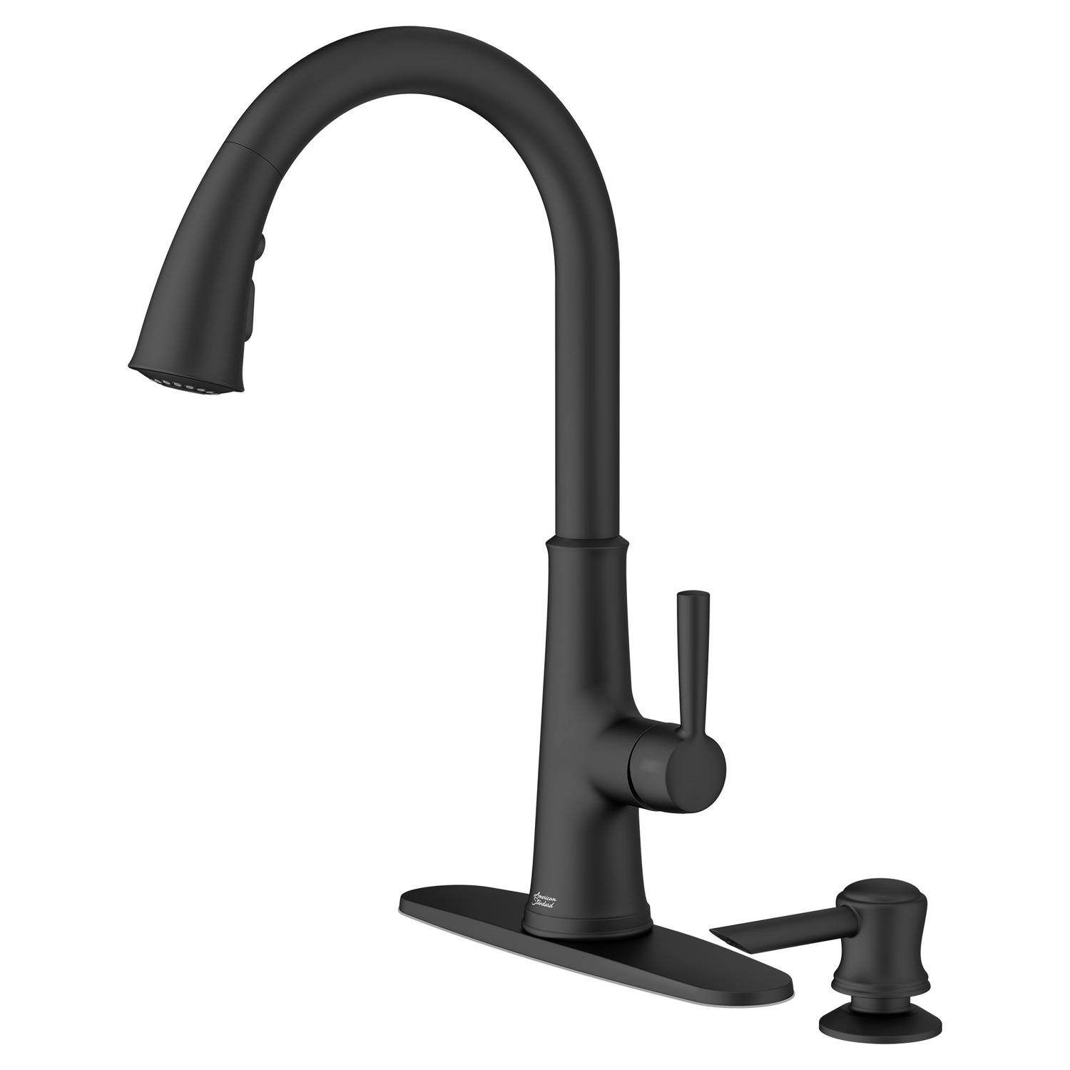 Left. American Standard - American Standard Maven One Handle Matte Black Pull-Down Kitchen Faucet - Matte Black.