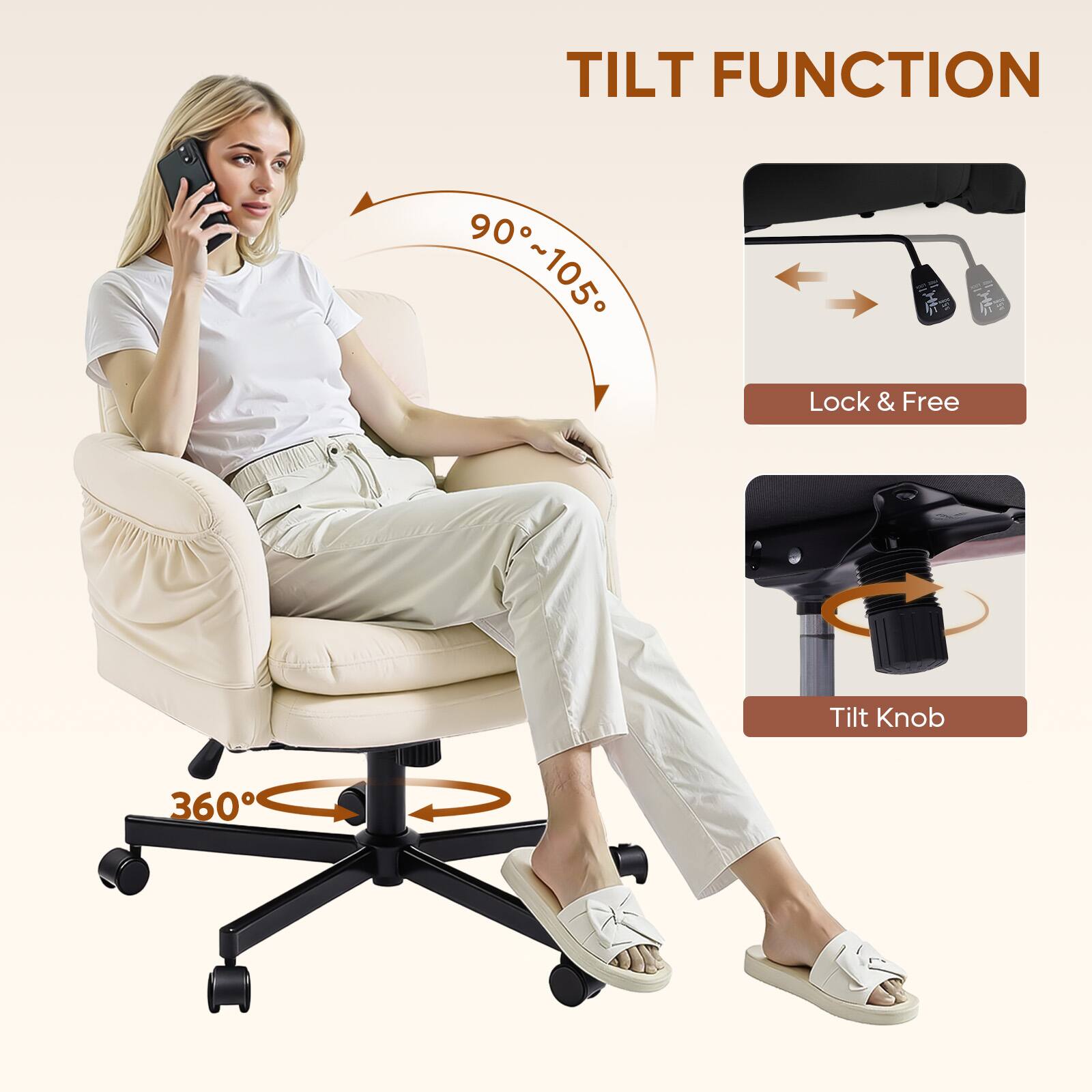 TILT FUNCTION  
90°~105°  
Lock & Free  
Tilt Knob  
360°