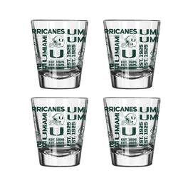 Logo Brands - Miami Hurricanes 4-Pack 2oz. Shot Glass Set - Multicolor