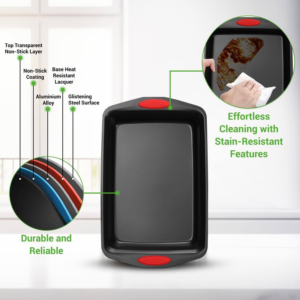 - Top Transparent Non-Stick Layer
- Non-Stick Coating
- Base Heat Resistant Lacquer
- Aluminium Alloy
- Glistening Steel Surface
- Effortless Cleaning with Stain-Resistant Features
- Durable and Reliable