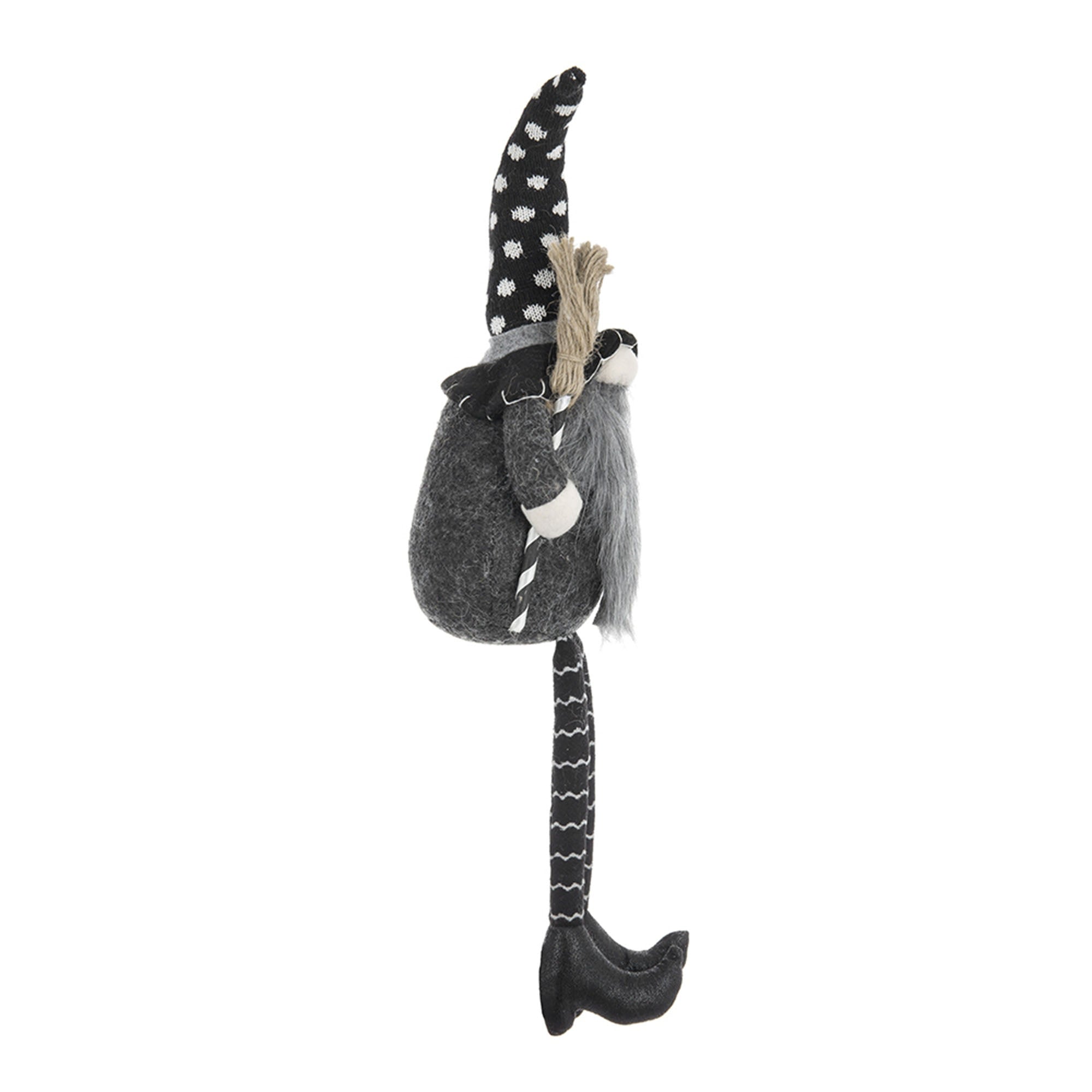 Alt View 8. Boyel Living - Handcrafted Black Gnome with Broomstick Halloween Indoor Decoration - Black,White.