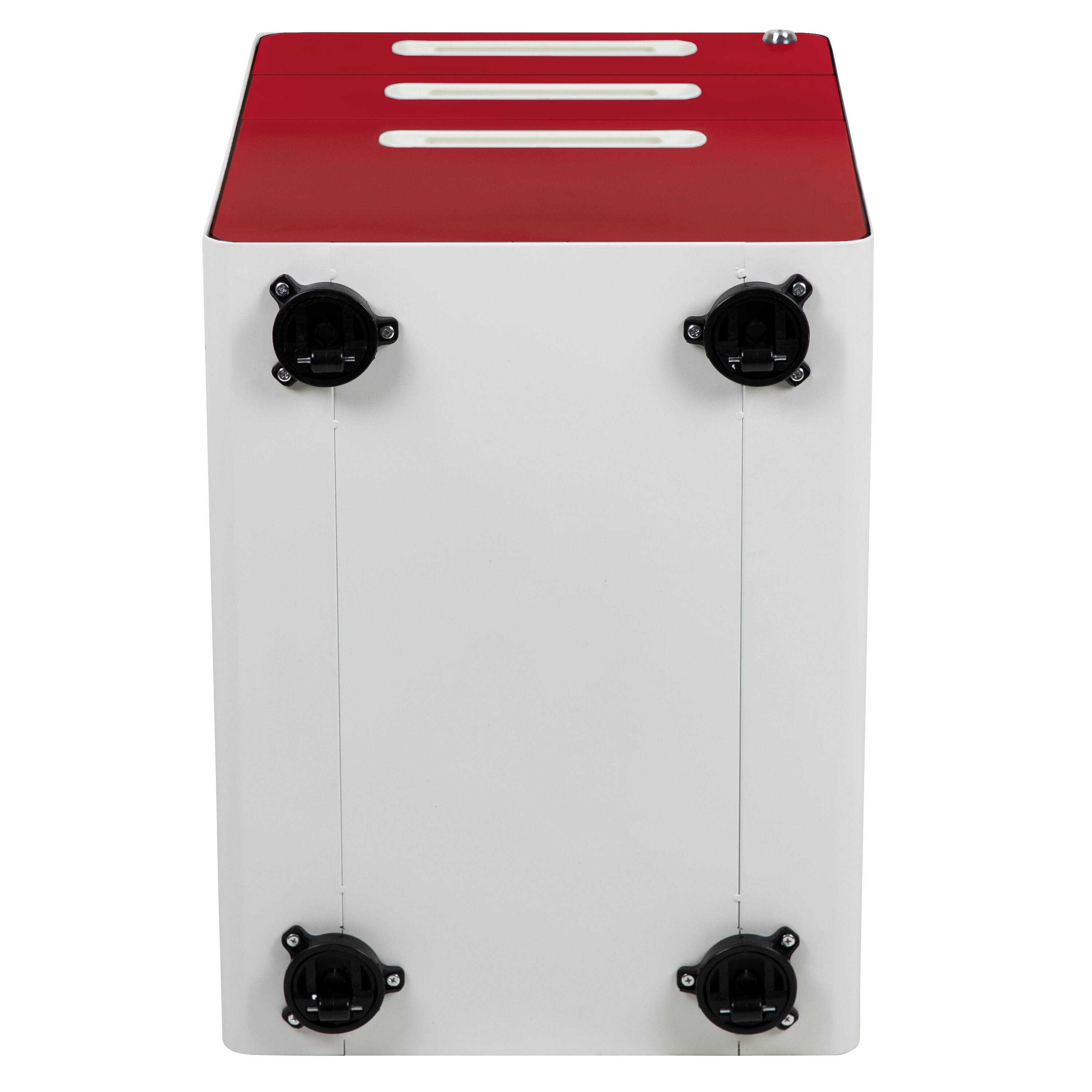 Alt View 8. Emma + Oliver - Ergonomic 3-Drawer Mobile Locking Filing Cabinet Storage Organizer - White and Red.