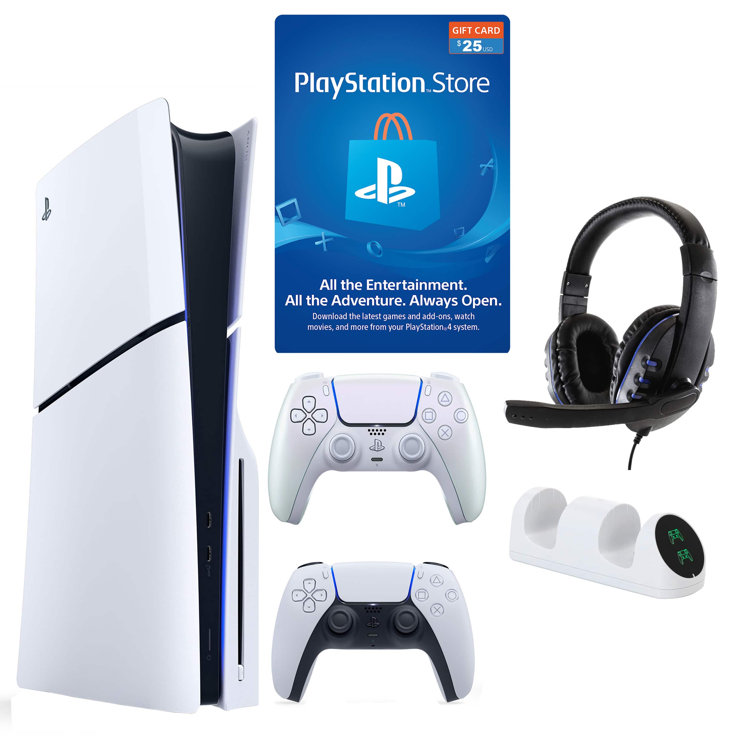PS5 Slim with 25 PSN, Extra Controller & Accessories