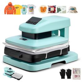 VEVOR - Auto Heat Press Machine 15 x 15 inch T-Shirt Press Machine Auto Release and Adjustable Pressure, Digital Display - Green