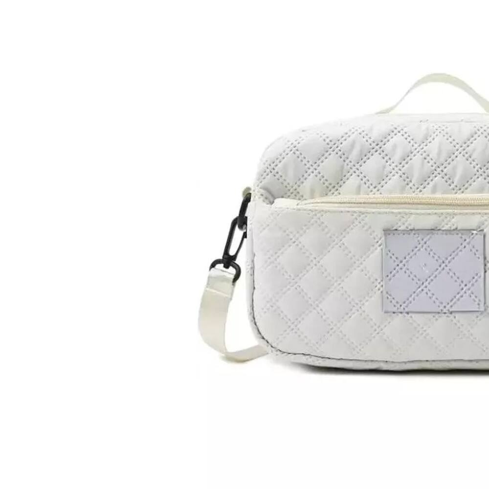 Alt View 1. Wikistore - Wikistore 3D Diamond Pattern Small Tote with Dry Wet Separation and Double Pockets Off White - White.