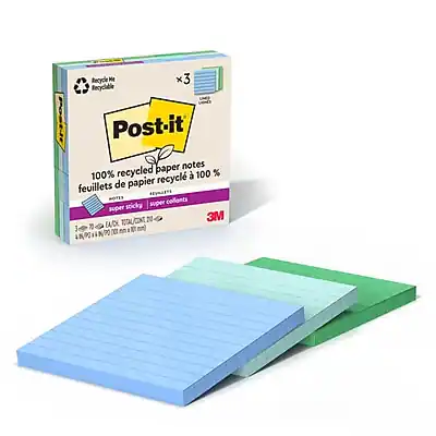 Recycle Me Recyclable
Post-it
100% recycled paper notes
100% feuillets de papier recyclé à 100%
Super Sticky
Super collant
3M
70 EUDX 5